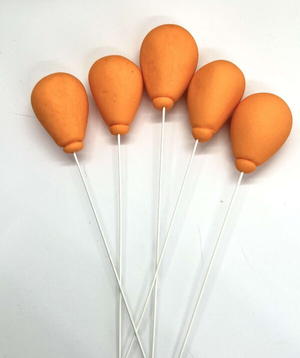 Orangene Ballons auf Metalldraht 5 Stk.