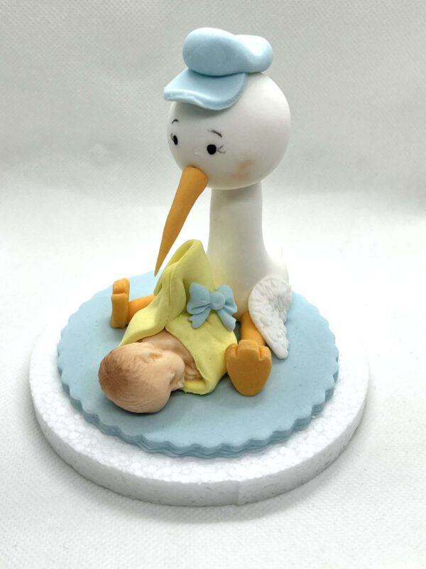 Storch mit Baby, blau